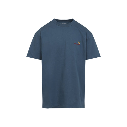 Blue S/S American Script Cotton T-Shirt