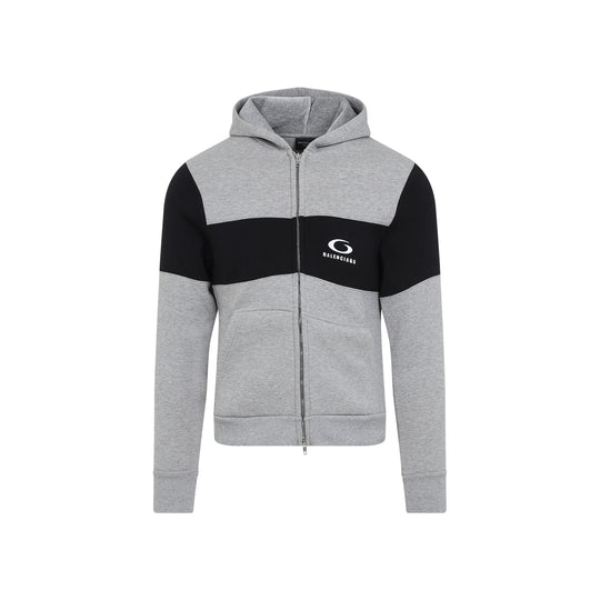 Grey And Black Sweatsuit Cotton Hoodie
