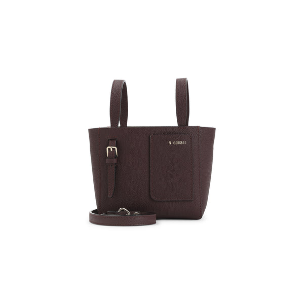 Dark Red Bucket Mini Calf Leather Shoulder Bag