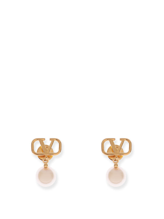 Vlogo Signature Metal Earrings With Pearl