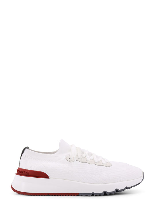 Cotton Knit Sneakers With Leather Inserts