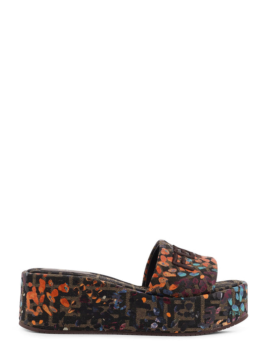 Ff Fabric Sandals With Multicolor Detail