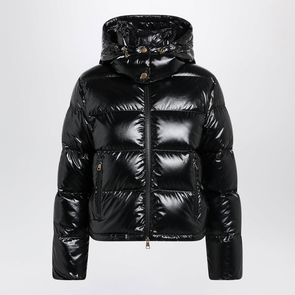 Niveole Cropped Down Jacket In Glossy Nylon Black