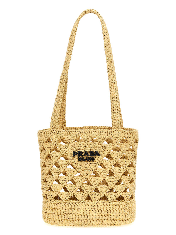 Crochet Logo Handbag Borse A Mano Beige