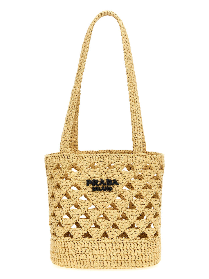 Prada Crochet Logo Handbag Borse a Mano - Beige | 047c326733dd84b0e0a51dfb637256c409e6f3e8