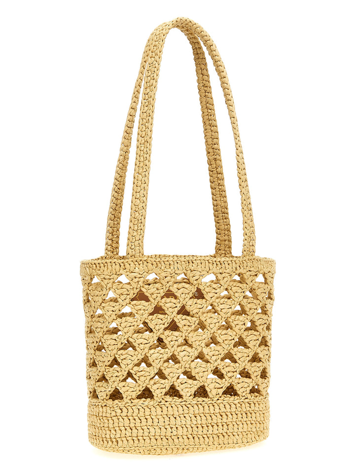 Prada Crochet Logo Handbag Borse a Mano - Beige | 2fb7bd57024cf003d82e8cae022915b70f93f91c