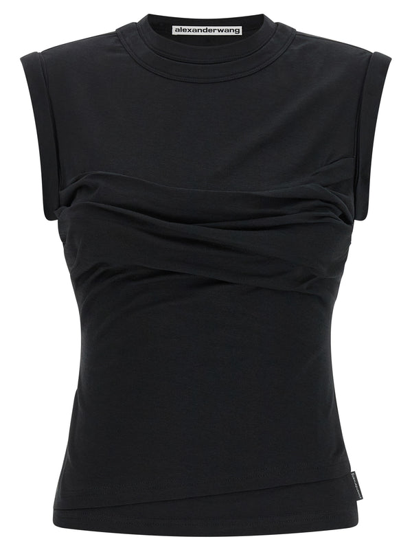 Twisted Bust Layered Tank Top Nero
