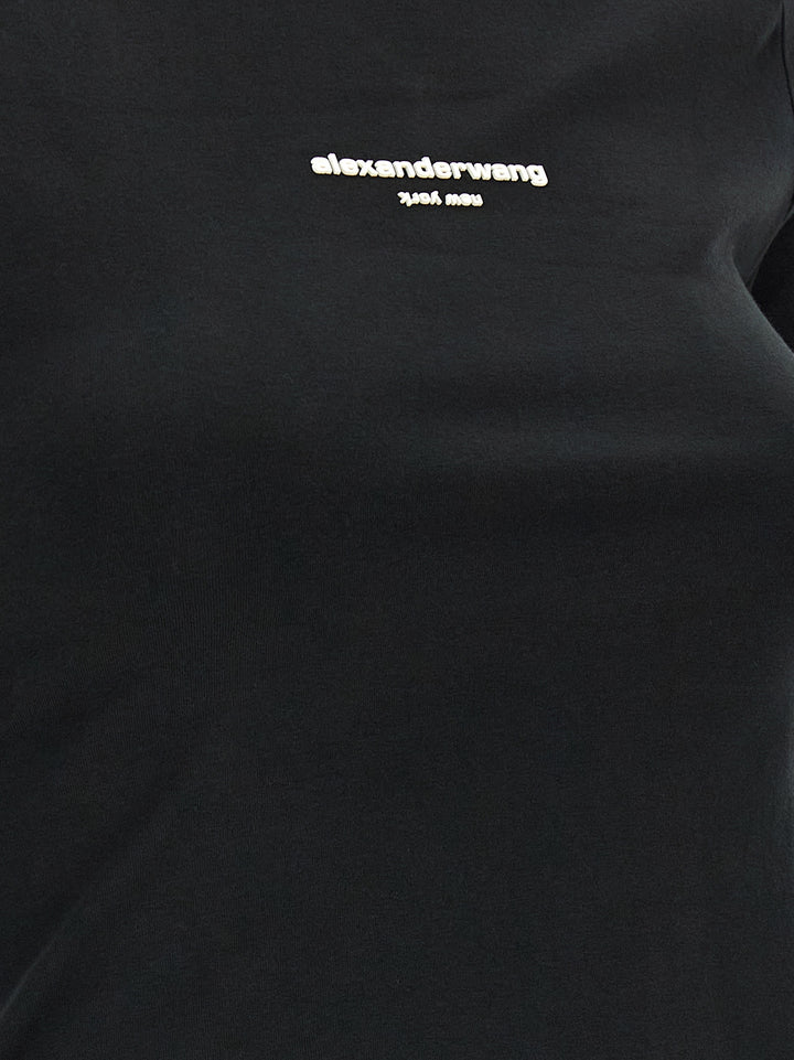 Alexander Wang Ls Tee W/Logo Print T shirt - Nero | 407b127f12a05dfc320403b705939816840af78a