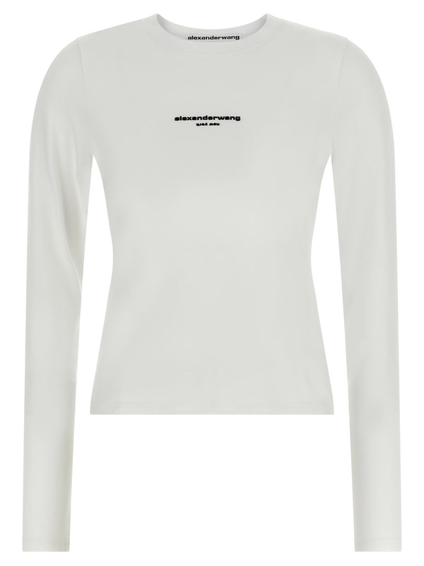Ls Tee W/Logo Print Maglioni Bianco