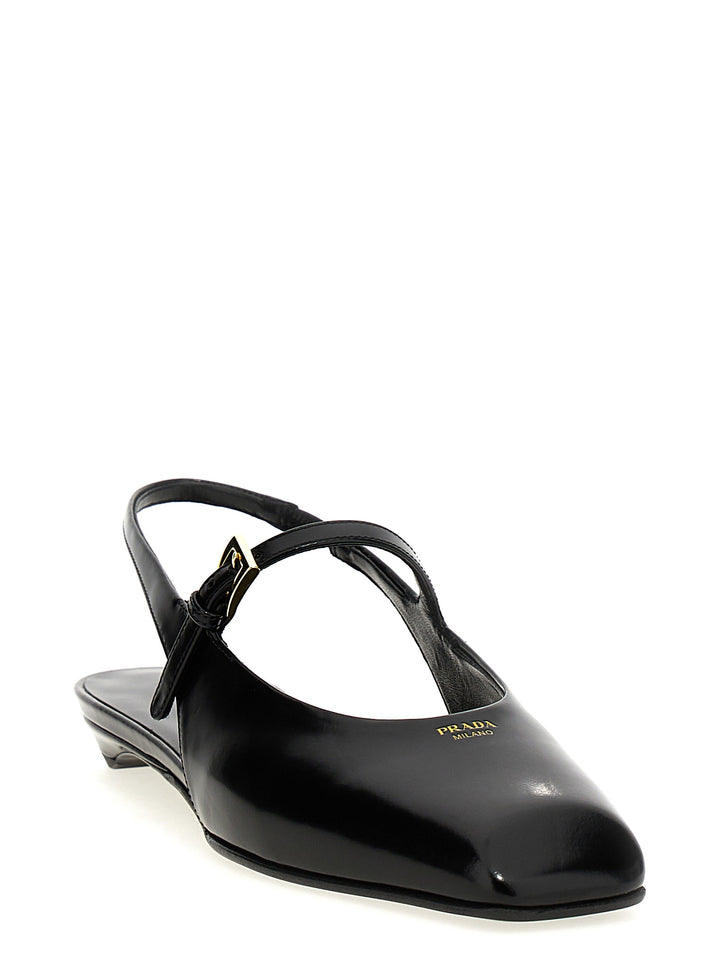 Prada Logo Slingback Flat shoes - Nero | d59b5c7cfc0d48017553a03f8aeaa4a4ab059701