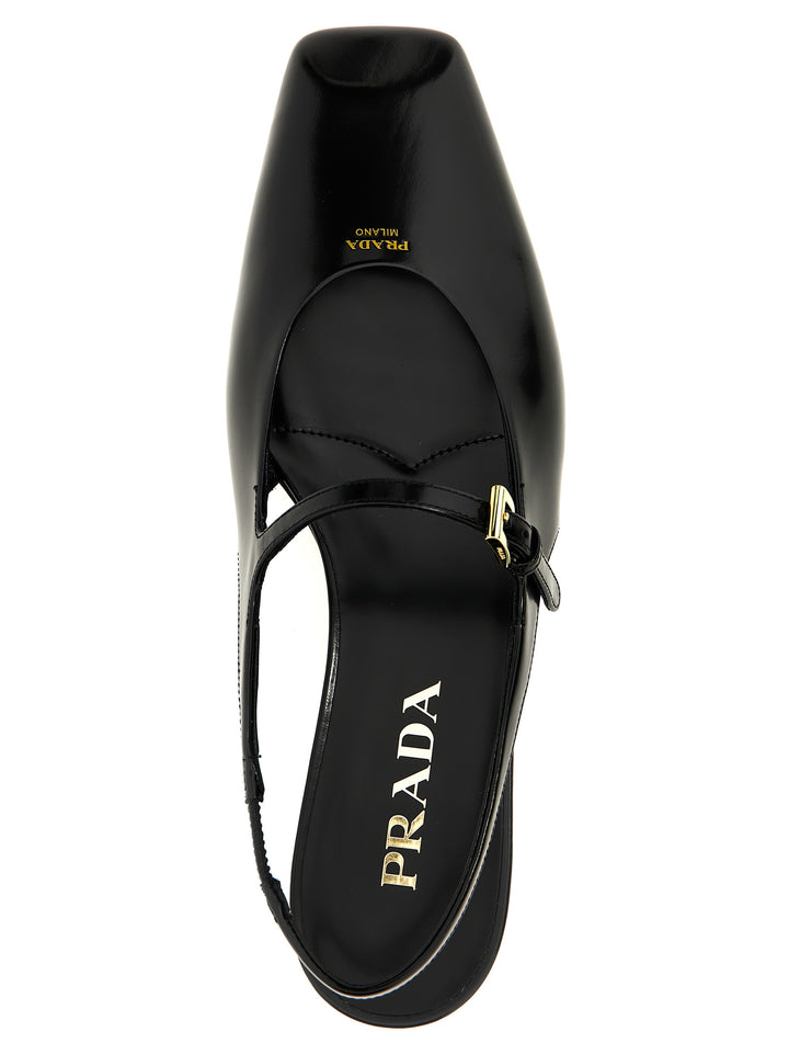 Prada Logo Slingback Flat shoes - Nero | 9e378ff9961d794ee5dcef14b068cc095bf313cf