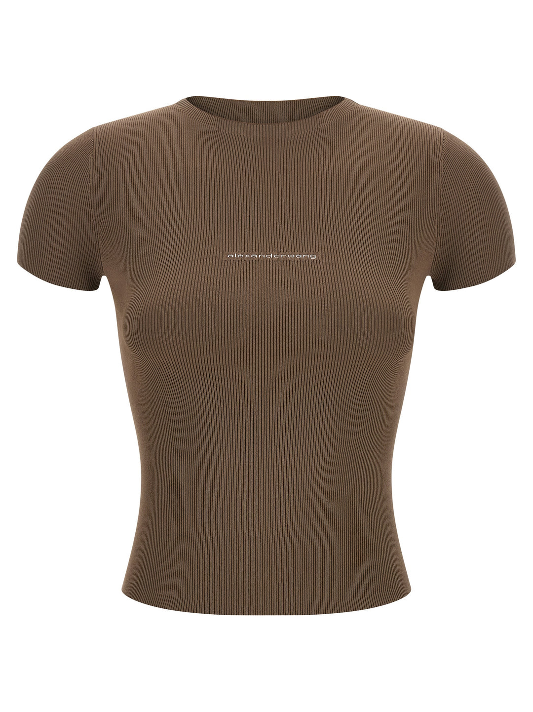 Alexander Wang Ribbed  With Logo T shirt - Marrone | ebe03fccd64b1804a69d2b7f5adb6f341fab800d