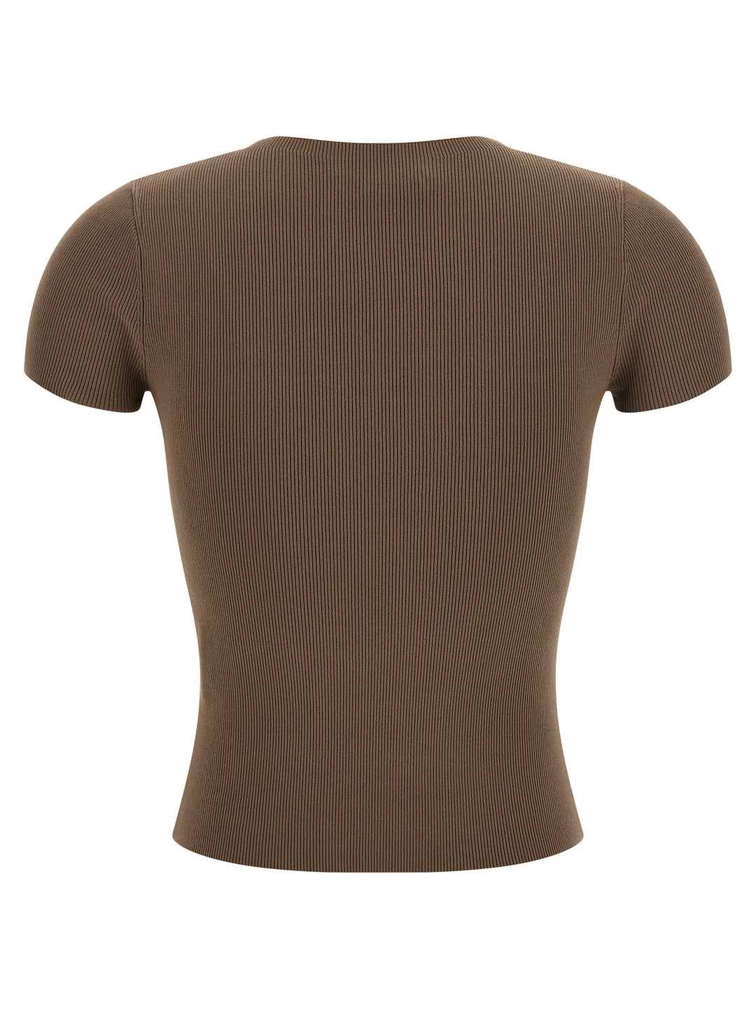Alexander Wang Ribbed  With Logo T shirt - Marrone | 262ad7339dd5020bed217a74972a3bc516a3b1cd