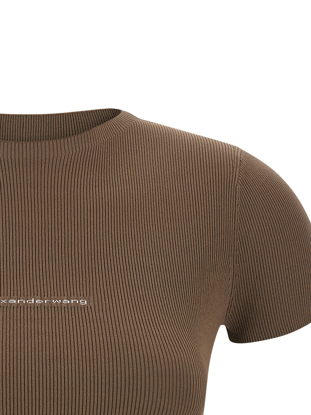 Alexander Wang Ribbed  With Logo T shirt - Marrone | e1b1fb2d7ddf75c2039e5e2c899ecb722a9dea6c