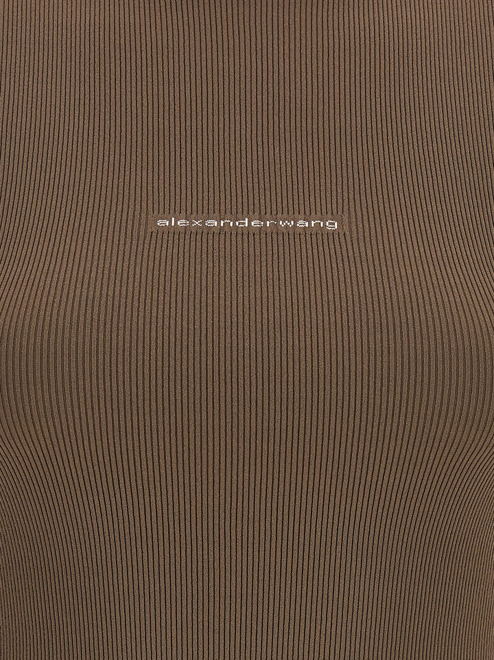 Alexander Wang Ribbed  With Logo T shirt - Marrone | c8bdbff63a3aca38fc31a0d6564d36bff1e29d3e