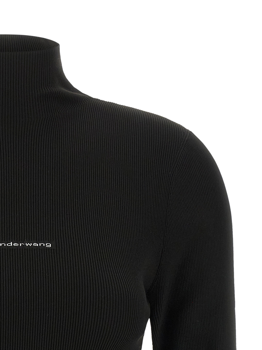 Alexander Wang Ribbed Sweater With Logo Maglioni - Nero | b4365bc439f53a462b6c17740d94bb6d762dd23f
