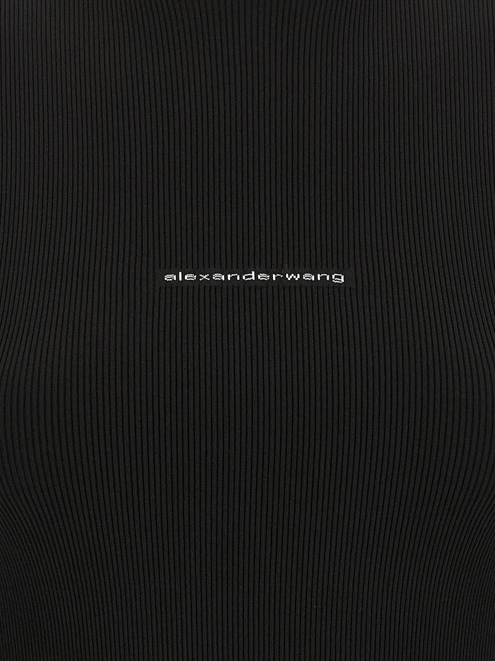 Alexander Wang Ribbed Sweater With Logo Maglioni - Nero | 72f44b5c4c068efd7cd201cfa6a72284efda6ff2