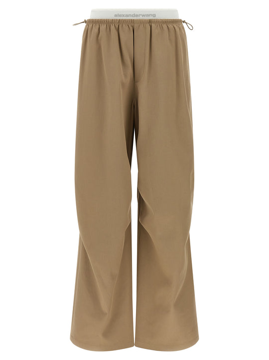 Double Layer Waist Trousers Pantaloni Beige
