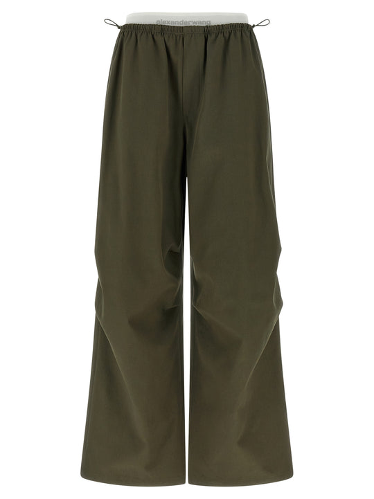 Double Layer Waist Trousers Pantaloni Verde