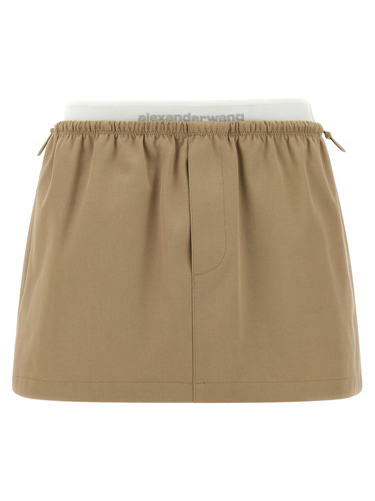 Double Layer Waist Skirt Gonne Beige
