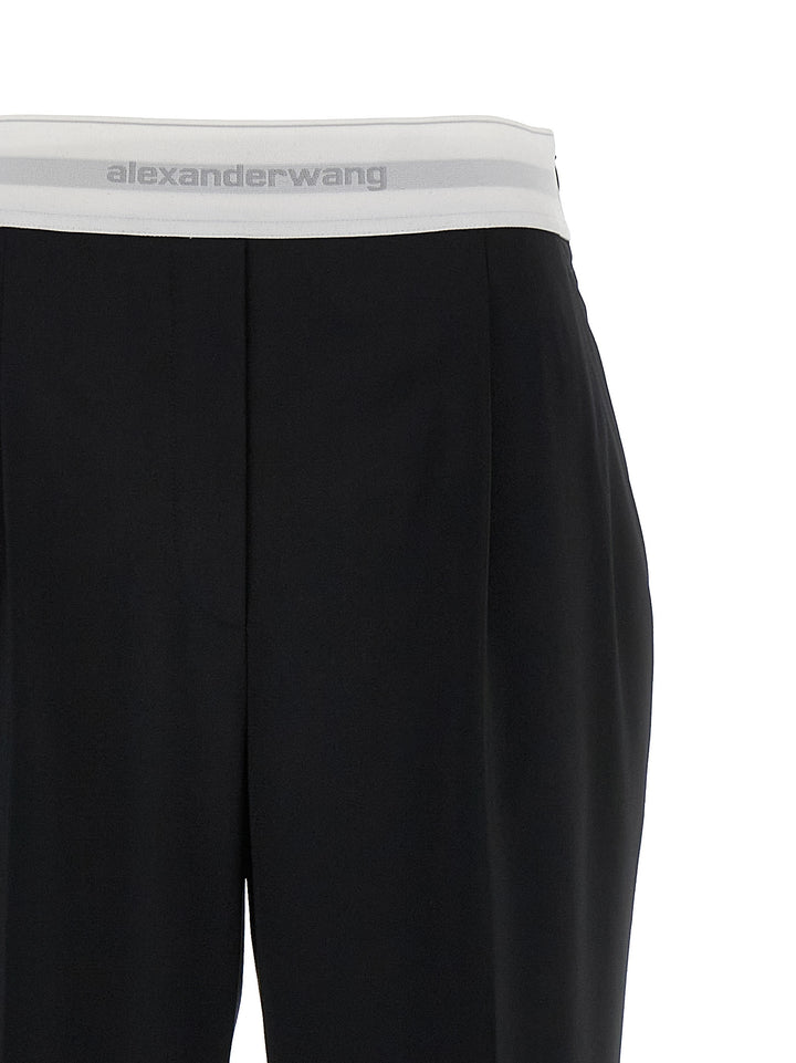 Alexander Wang Logo Elastic Pantaloni - Bianco/Nero | b378a187598504efc109808b67843d8e9a2430f7