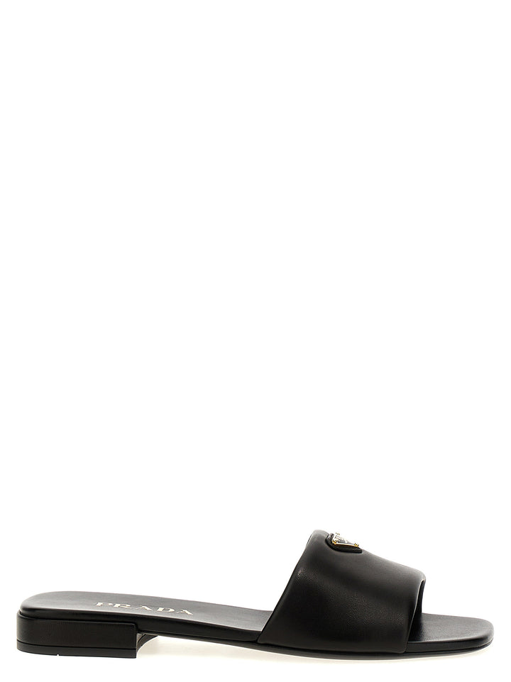 Prada Logo Leather Sandali - Nero | 138c0242d5dc0d9412e34659c2ccff3022157343