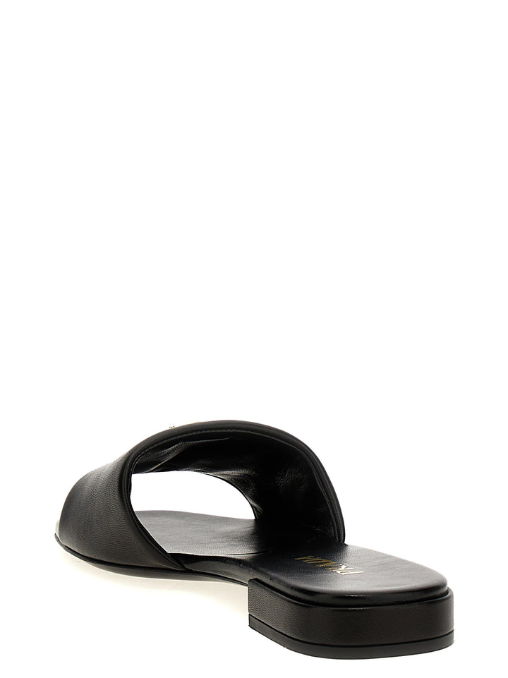 Prada Logo Leather Sandali - Nero | 6ab14af31aca4d59a95d2c2ac60c7388e0b68c5a