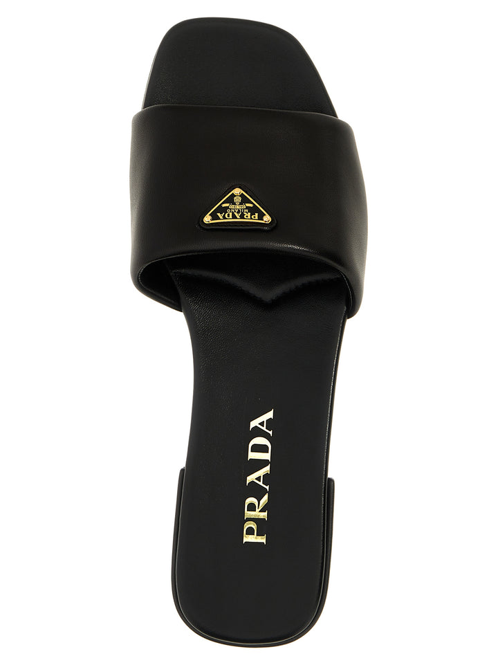 Prada Logo Leather Sandali - Nero | 708424f9f00b13baa3242347c9eb61b989f85906