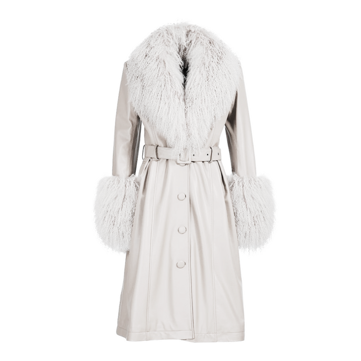 Cappotto Sac Bianco in Pelle e Mongolia