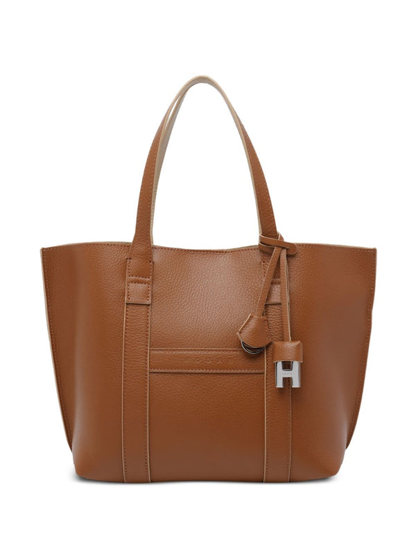 Script Small Leather Tote Bag