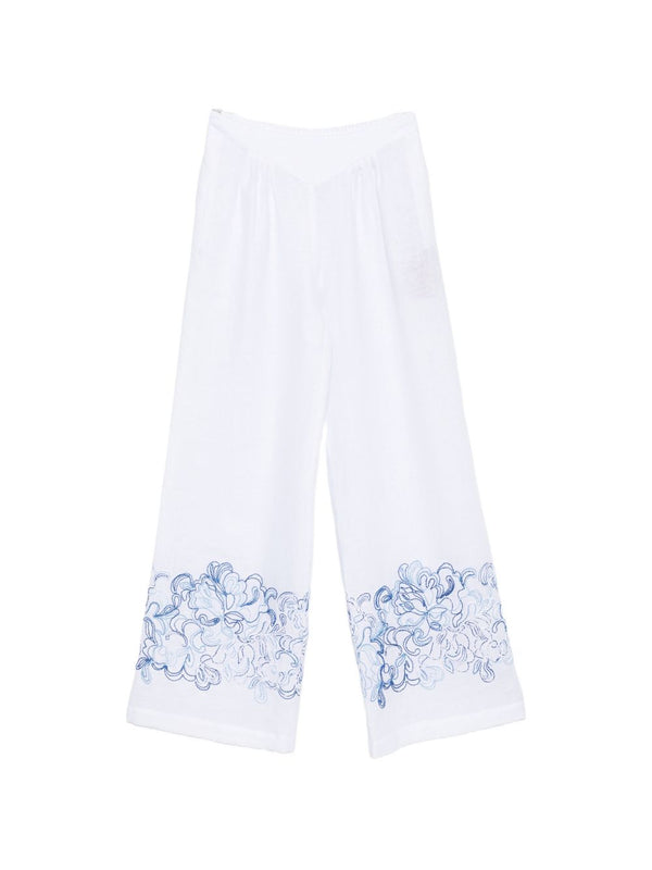 Embroidered Linen Trousers