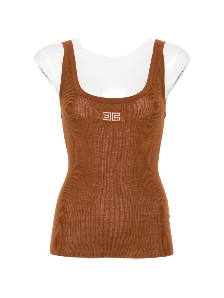 Elisabetta Franchi Top - BROWN | 3c1b674b26313ee3159de8d087e0f05f0f7b2b54