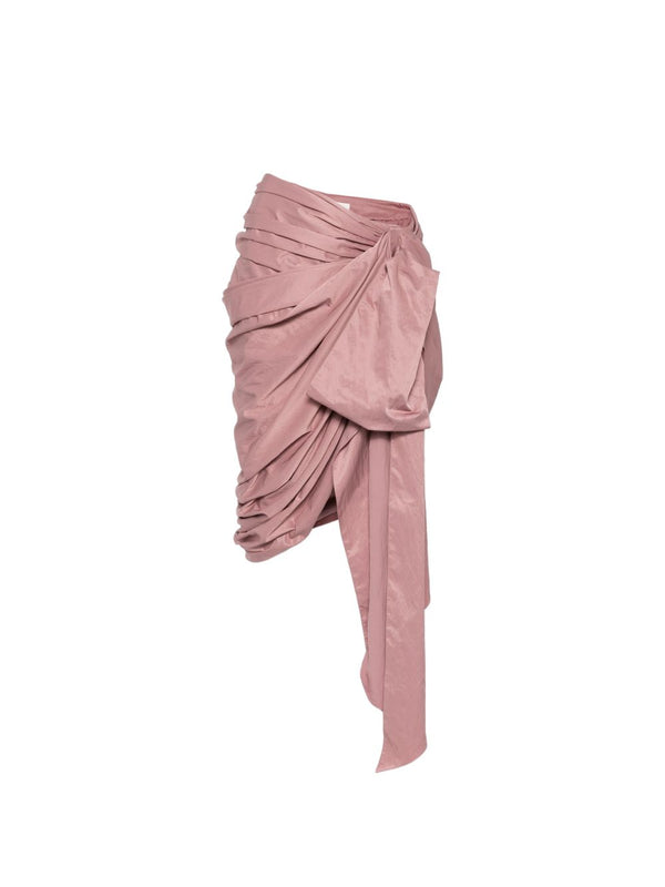 Draped Silk Mini Skirt