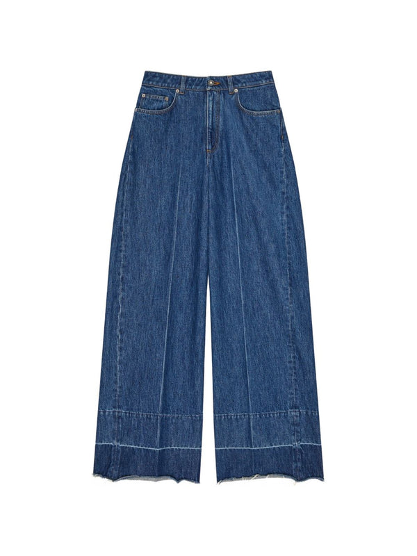 Wide-Leg Denim Cotton Jeans