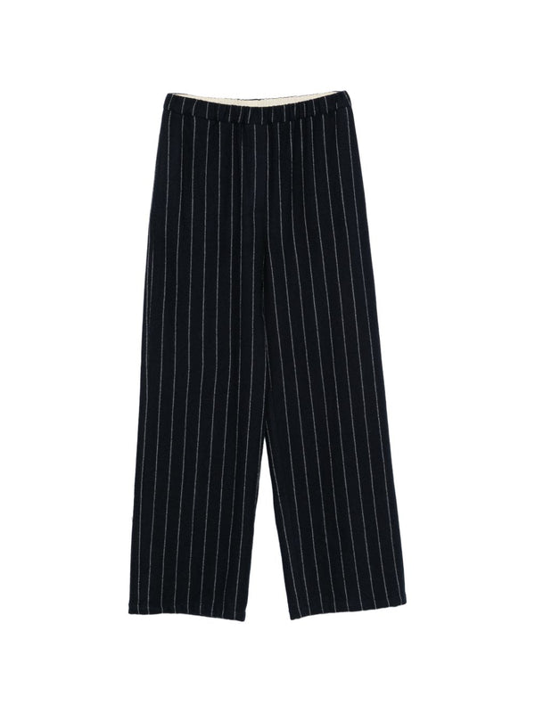 Wool Striped Wide-Leg Trousers