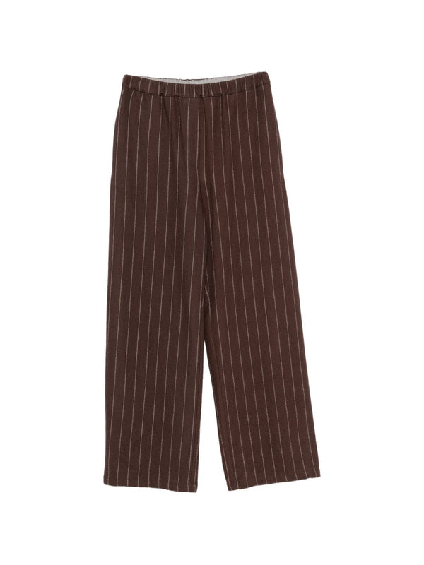Wool Striped Wide-Leg Trousers