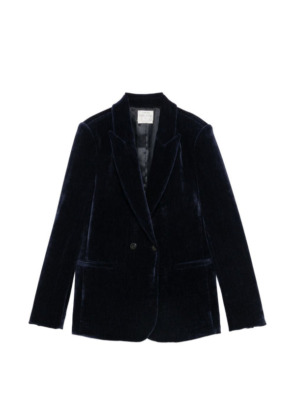 Velvet Double-Breasted Jacket