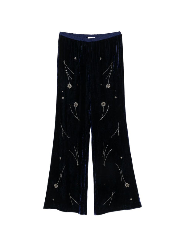 Embroidered Velvet Trousers