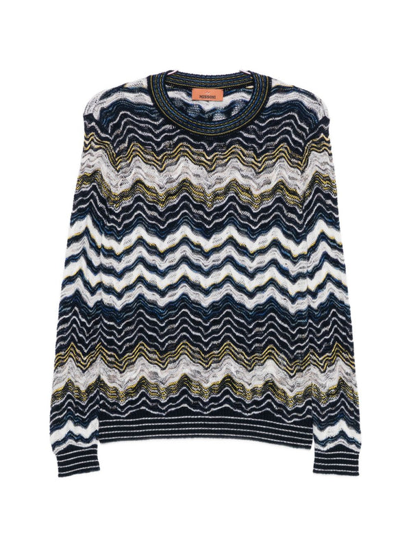 Zig Zag Motif Wool Sweater