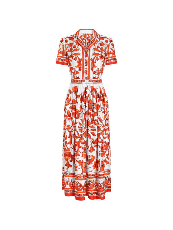 Maiolica Print Silk Maxi Dress