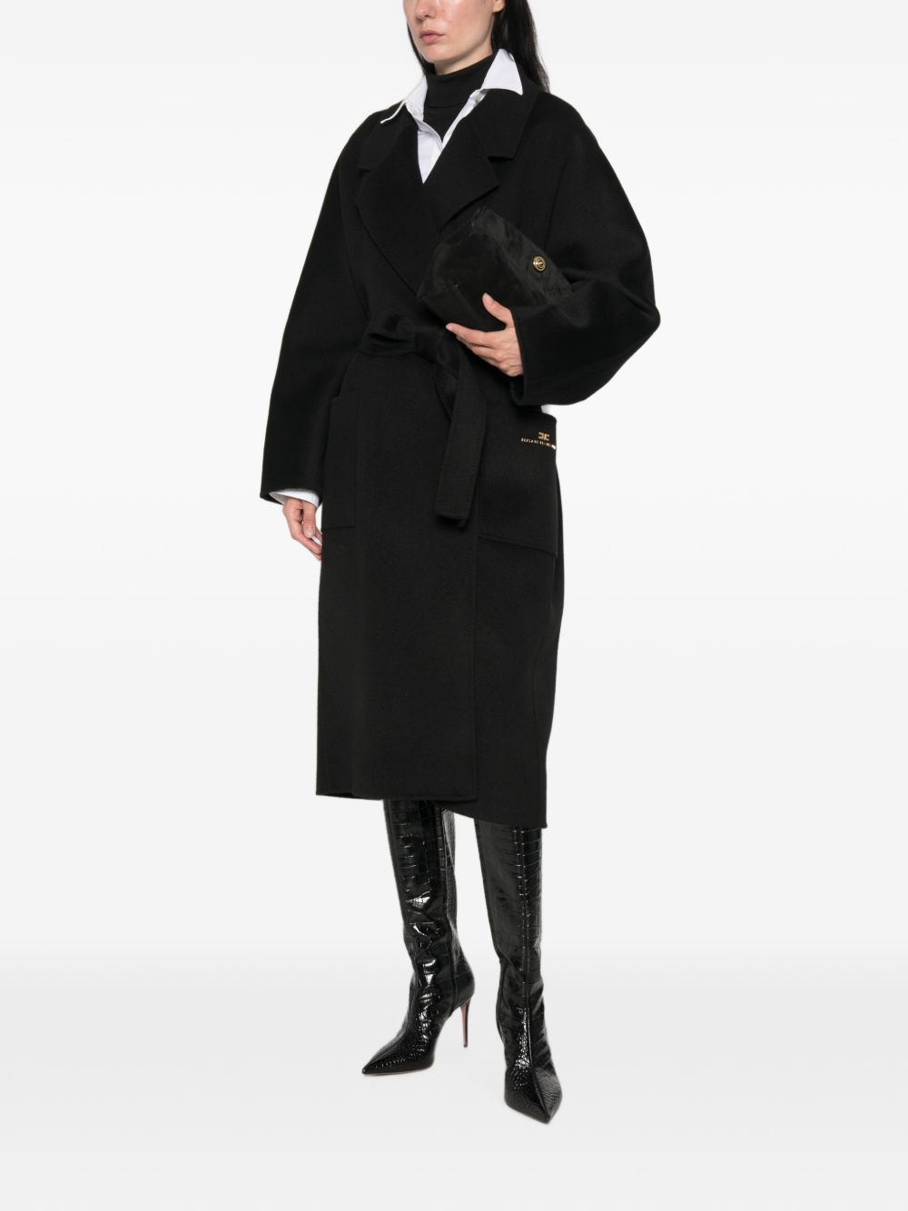 Elisabetta Franchi Coats - BLACK | 330fbf35aad9ae90f36e0b9f22fce009943ee40b