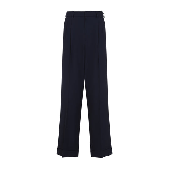 Blue Front Pleat Virgin Wool Pants