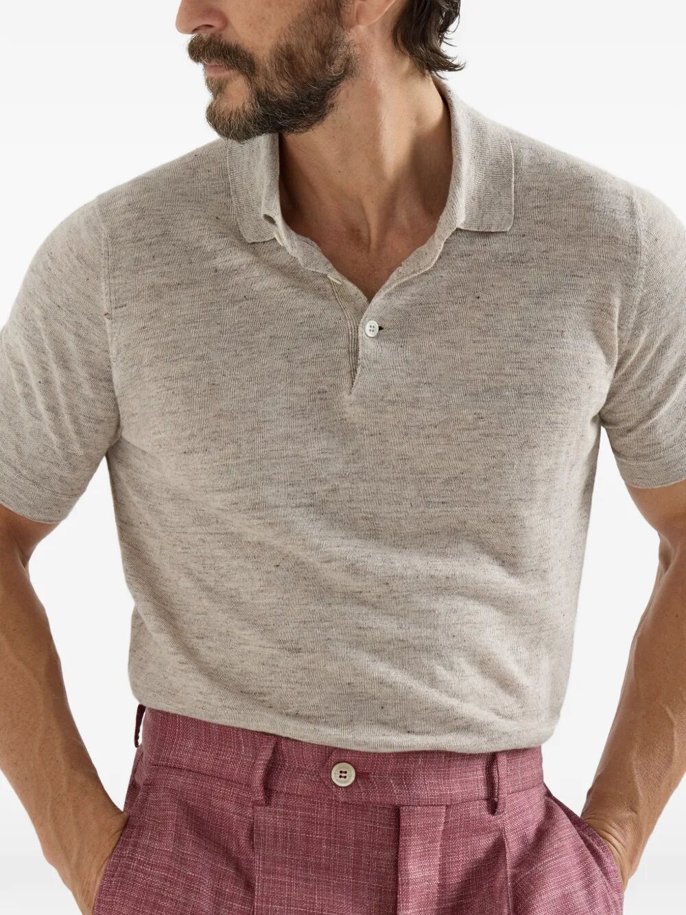 Brunello Cucinelli Polo - Nude & Neutrals | 575643c368af1e10e92d46c17466218c1c97d520
