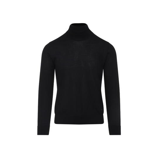Black Cashmere And Silk Turtleneck Sweater
