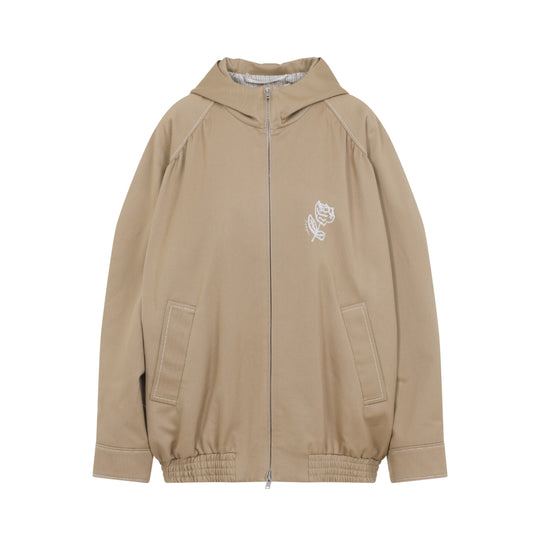 Beige Cotton Bomber Jacket