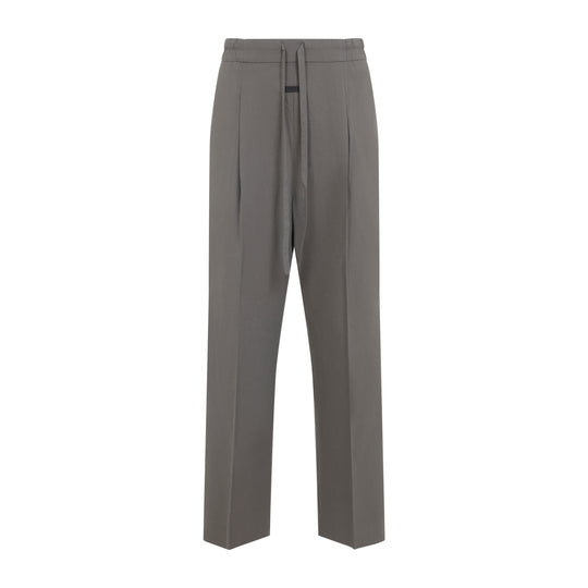 Willow Grey Lyocell Drawstring Straight Pants