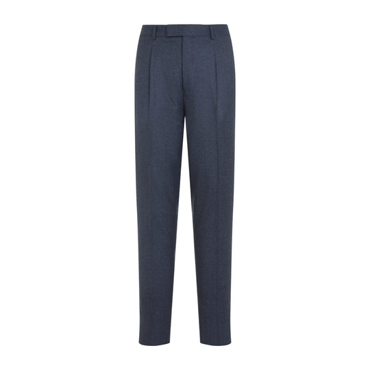 Medium Blue Wool Flannel Pants