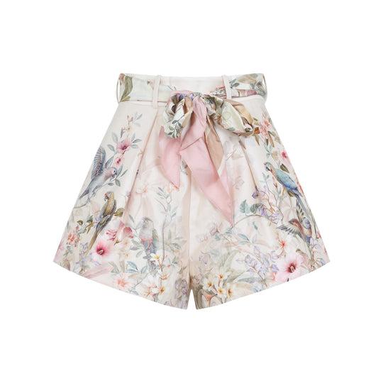 Cream White Silk Rebellion Tuck Short