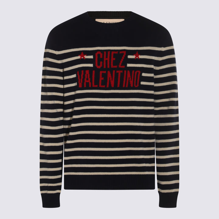 Valentino Sweaters - NAVY-WHITE | dfd07a8759ae1849d4d7ead9dce7bab34dda9a41