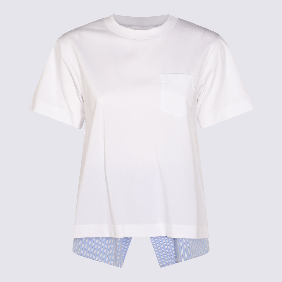 Sacai T-shirts and Polos - WHITE/BLUE STRIPE | e6a580fdcfc2c030e5f8236b90229312c8d45487